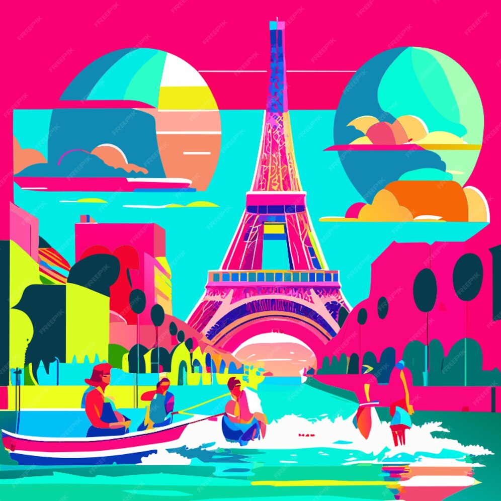 Juegos Olímpicos de 2025 en París Ilustración vectorial Vector Premium