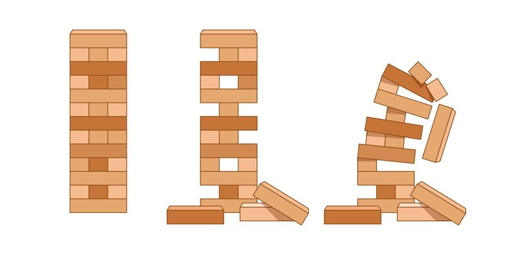 Vector juegos de torre para niños icono en estilo plano rompecabezas de bloques de madera ilustración vectorial en fondo aislado concepto de negocio de letrero de juego de equilibrio