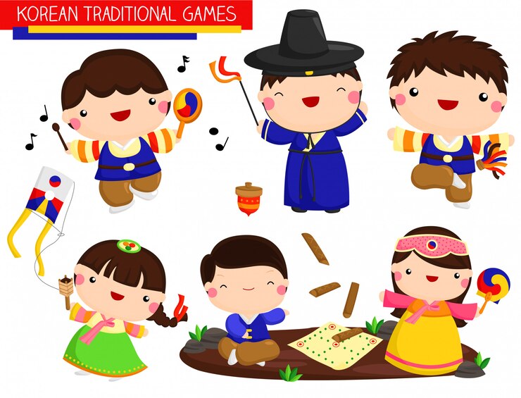 Vector juegos tradicionales coreanos