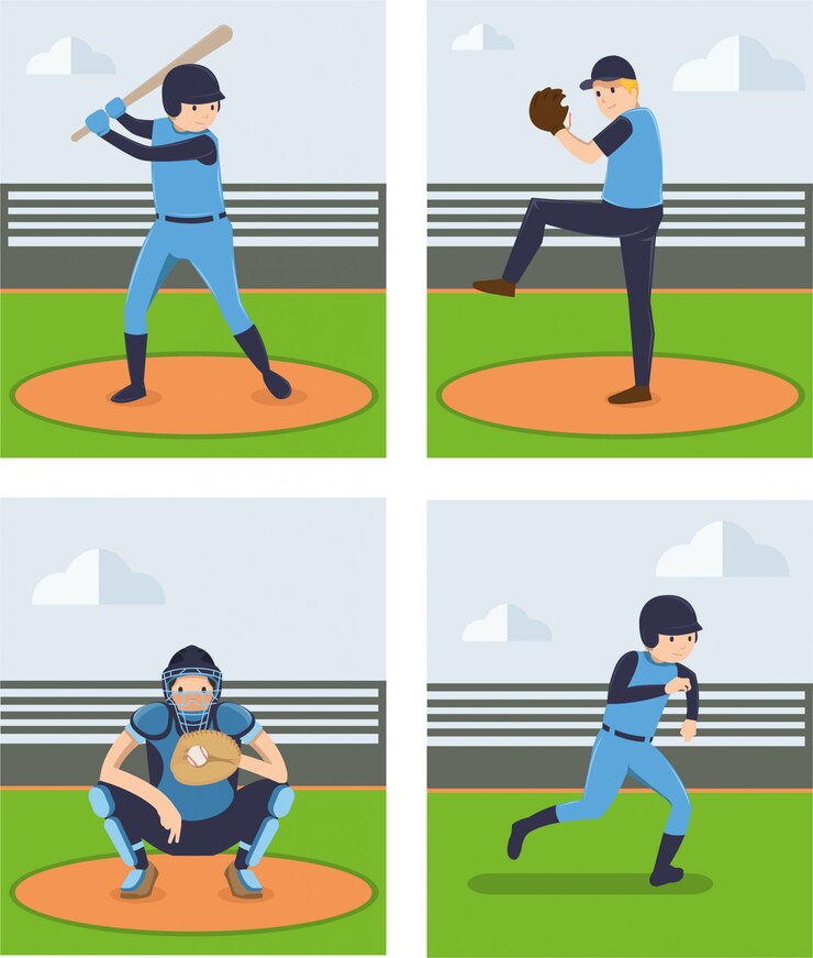 Vector juegos de vectores de jugadores de béisbol
