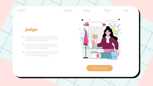 Juez banner web o página de destino trabajador de la corte defiende la justicia