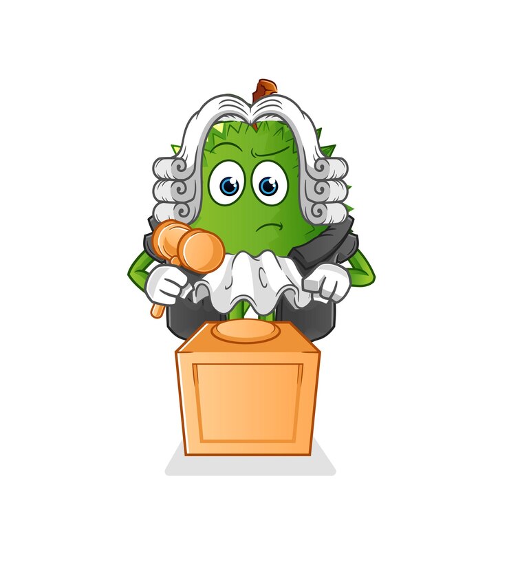 Vector el juez durian sostiene un mazo. vector de caracteres