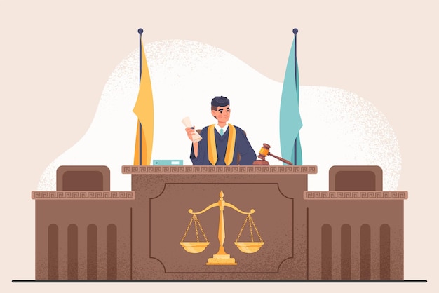 Juez en la sala del tribunal