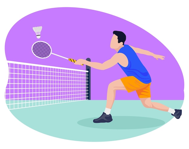 Vector jugador de bádminton masculino