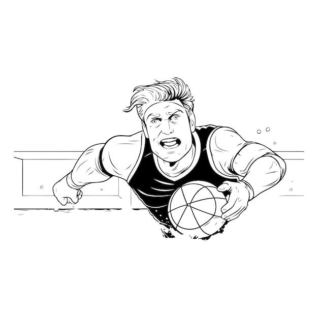 Jugador de baloncesto en acción Ilustración vectorial de un jugador de baloncestro