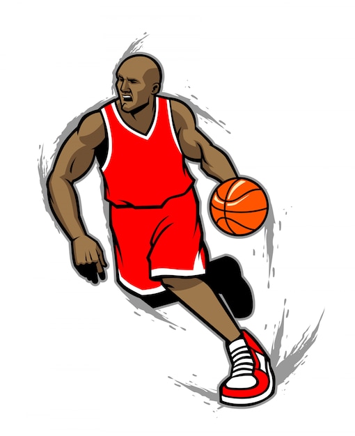 Vector jugador de baloncesto botando el balón.