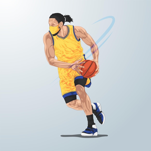 Vector jugador de baloncesto distorsionado