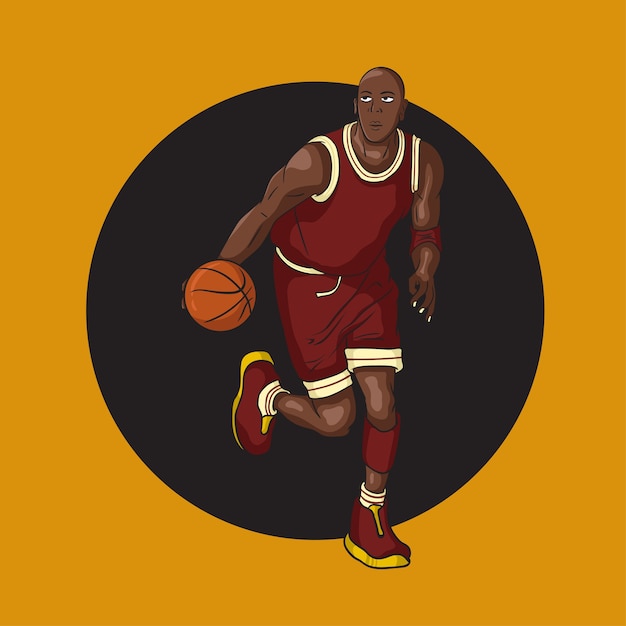 Vector jugador de baloncesto driblar