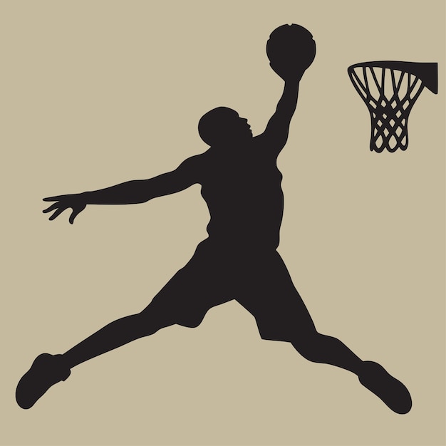 El jugador de baloncesto Dunking Silhouette