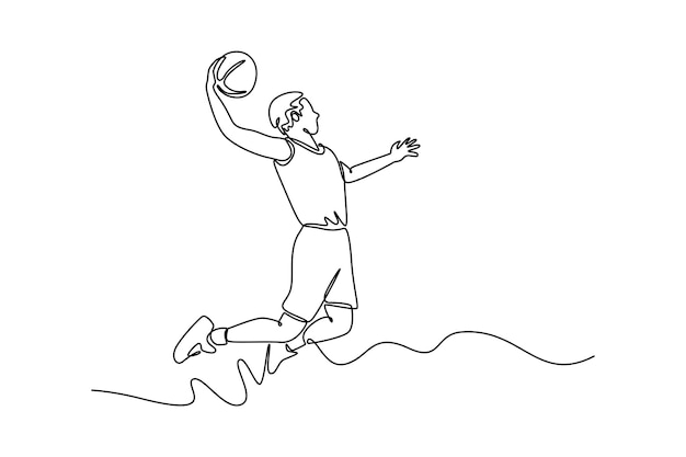 El jugador de baloncesto masculino hace un slam dunk en la arena deportiva nacional