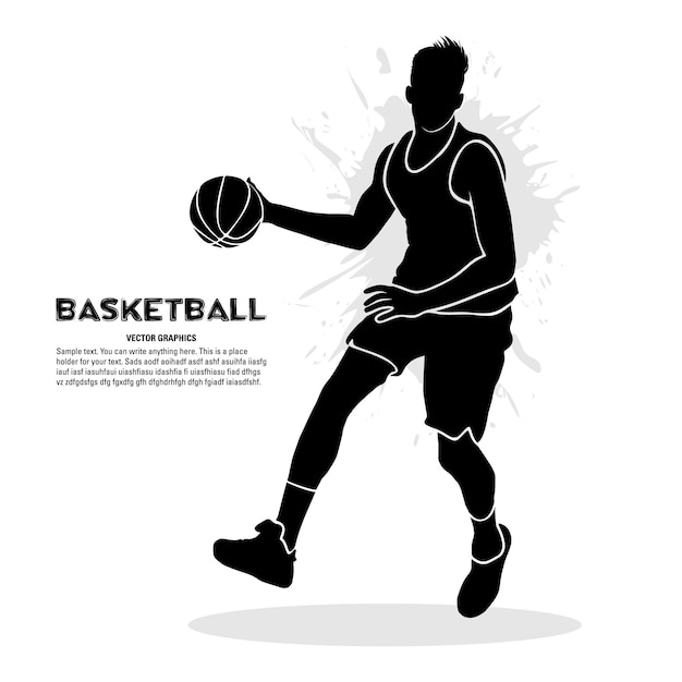 Vector jugador de baloncesto masculino sosteniendo la bola aislado sobre fondo blanco.