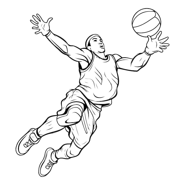 Jugador de baloncesto con pelota Ilustración vectorial lista para el corte de vinilo