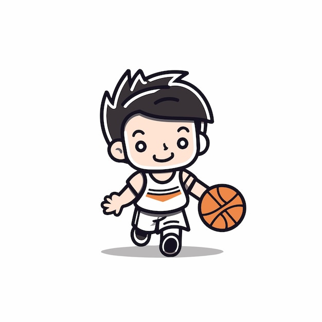 Jugador de baloncesto personaje de dibujos animados con pelota y uniforme Ilustración vectorial