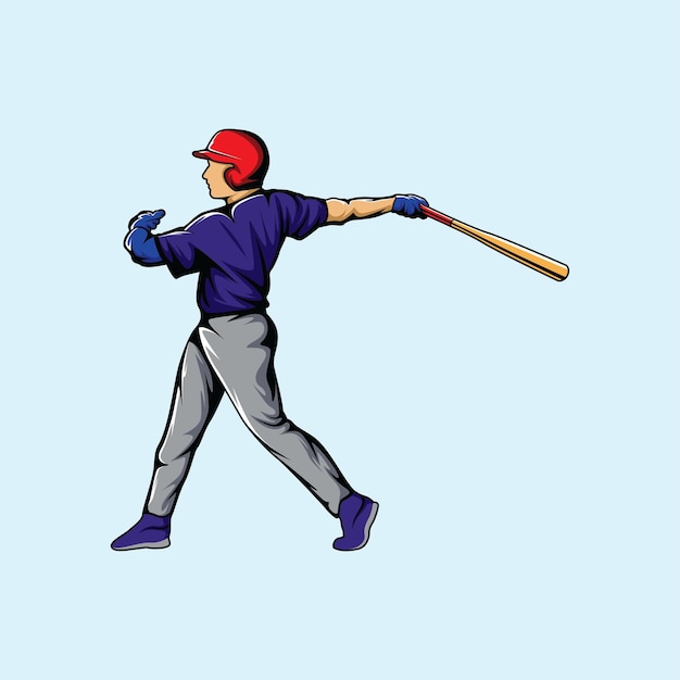 Jugador de béisbol atleta Vector de colores vibrantes
