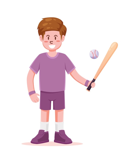 Jugador de béisbol con bate y pelota ilustración vectorial