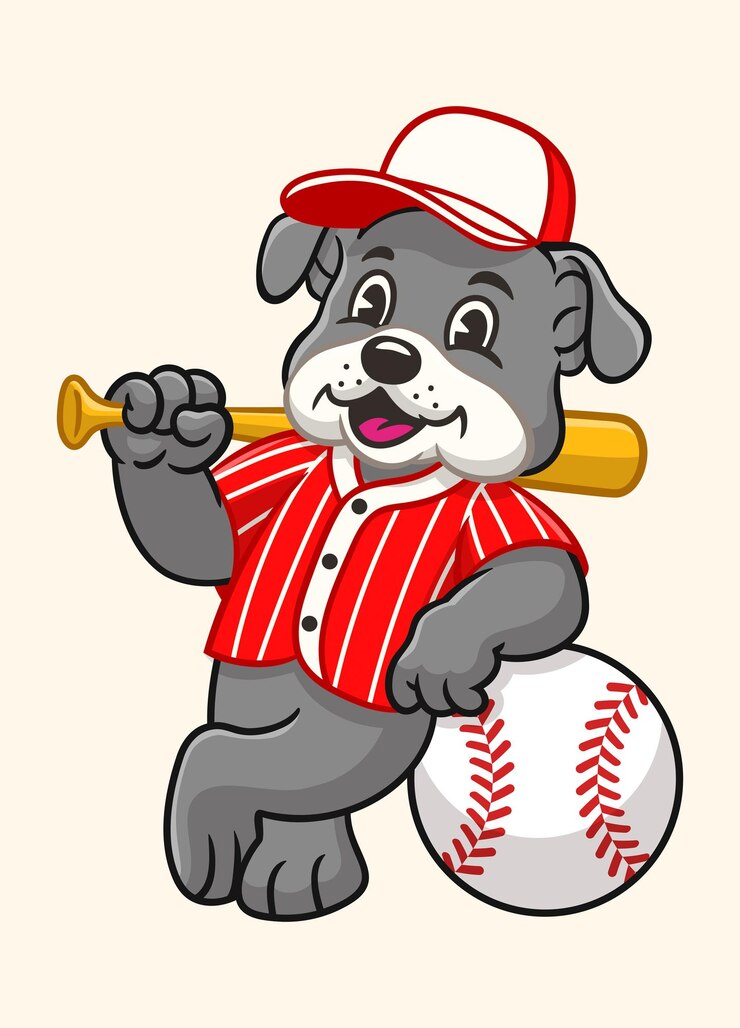 Vector jugador de béisbol bulldog personaje de la mascota