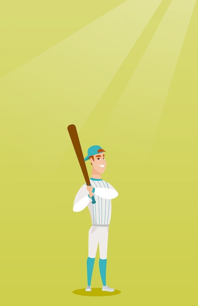 Jugador de béisbol caucásico joven con un bate.