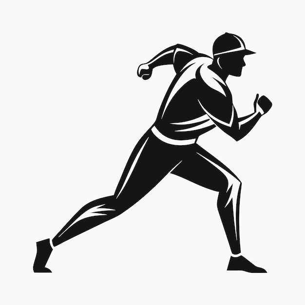 Jugador de béisbol corriendo en silueta