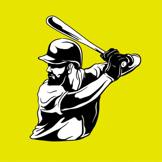 Vector jugador de béisbol dibujado a mano ilustración