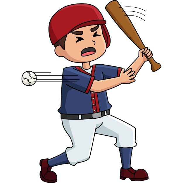 Jugador de béisbol fuera de juego Clipart en color de dibujos animados
