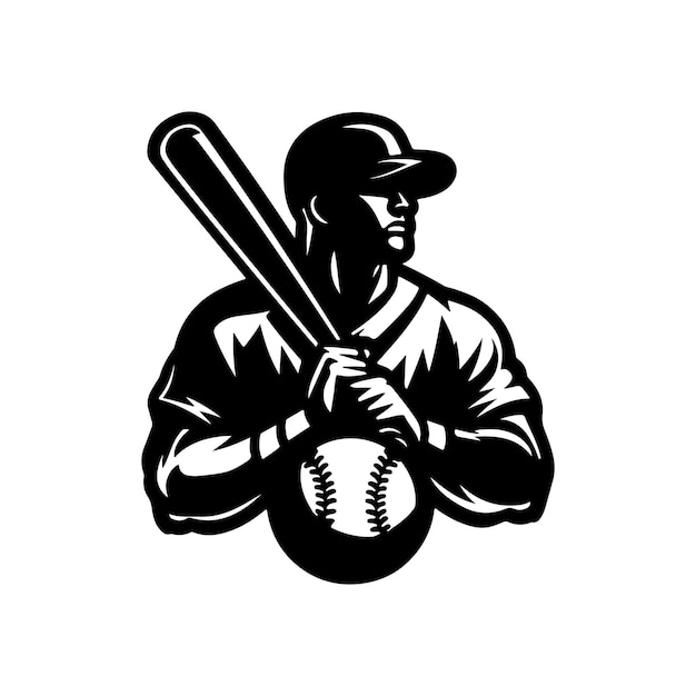Un jugador de béisbol de un vector de silueta