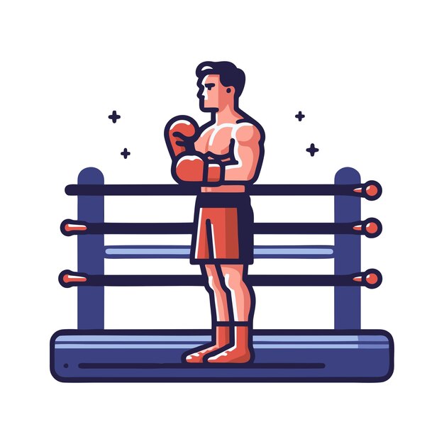 Jugador de boxeo preparando diseño vectorial de caracteres planos