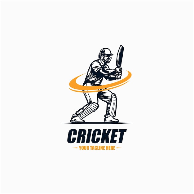 Jugador de cricket jugando al cricket diseño de logotipo vectorial icon symbol template ilustración