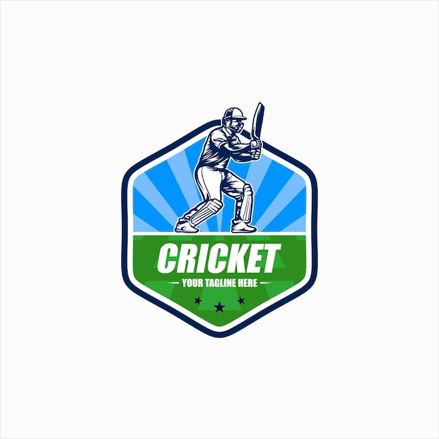 Vector jugador de cricket jugando al cricket diseño de logotipo vectorial icon symbol template ilustración