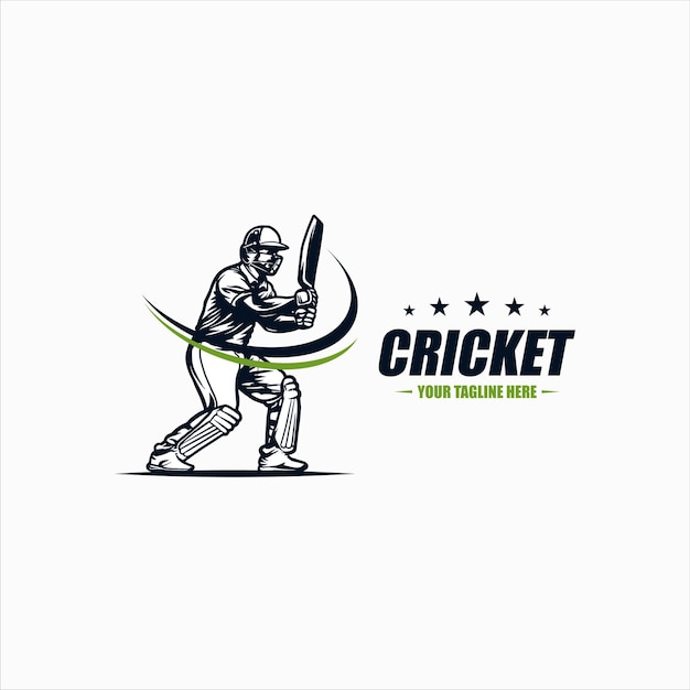 Jugador de cricket jugando al cricket diseño de logotipo vectorial icon symbol template ilustración