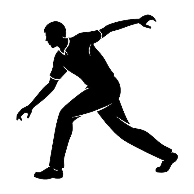 Un jugador de cricket posa silueta vectorial fondo blanco 35
