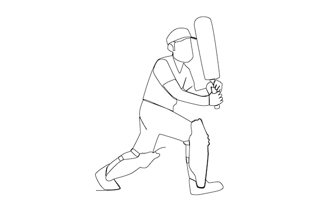 Un jugador de cricket profesional listo para golpear una pelota de arte de una línea
