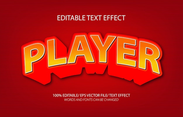 Jugador de efecto de texto editable en 3D y estilo de texto editable