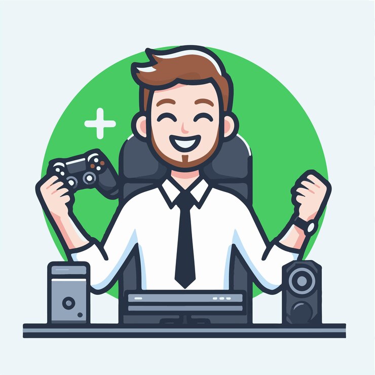 Vector un jugador feliz en el trabajo