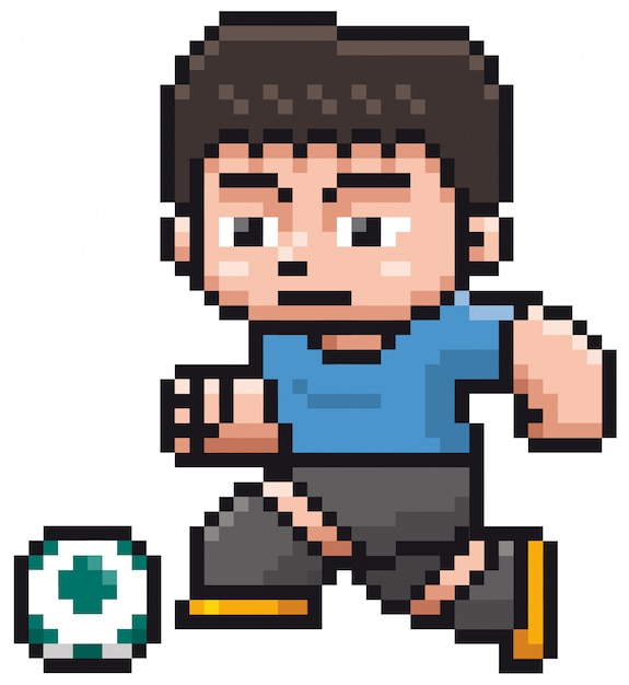 Jugador de fútbol de dibujos animados - diseño de píxeles