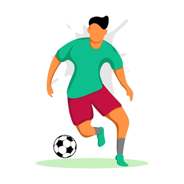 Jugador de fútbol driblando un diseño de ilustración de vector de pelota