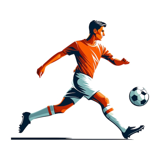 jugador de fútbol hombres atleta diseño vectorial estilo colorido juego de fútbol ilustrado jugador masculino