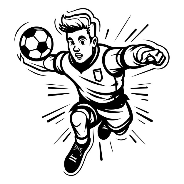 Jugador de fútbol con ilustración de Ball Vector listo para el corte de vinilo