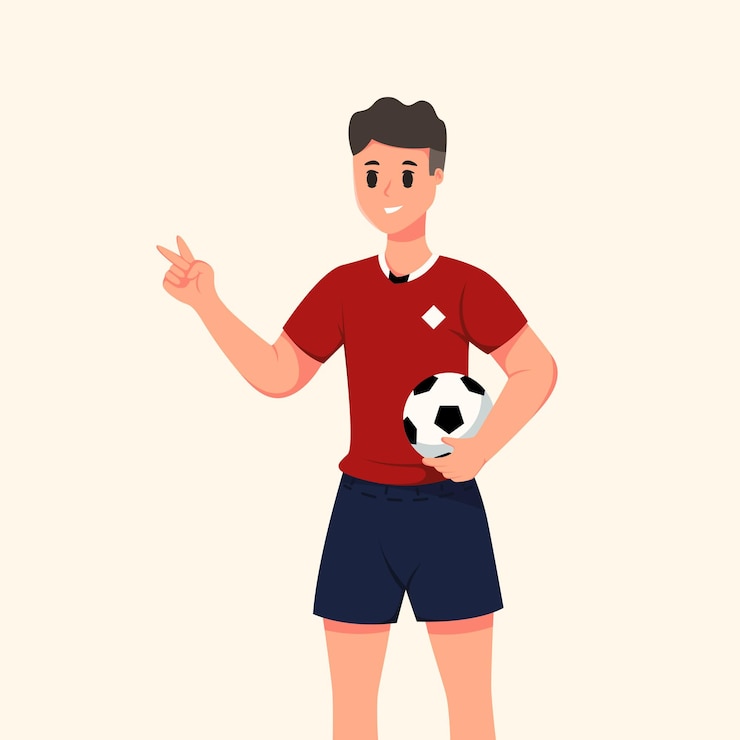 Vector jugador de fútbol con ilustración de diseño de personajes de pelota