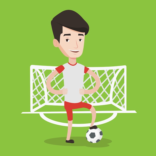 Jugador de fútbol con la ilustración de vector de bola.