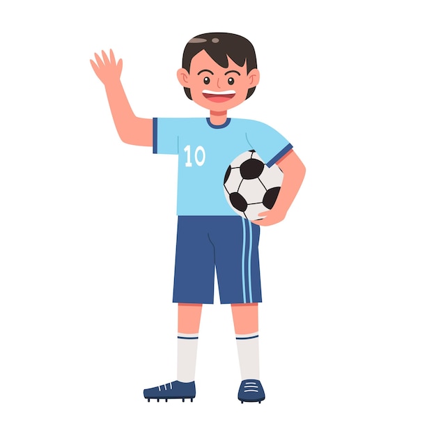 Vector jugador de fútbol joven feliz