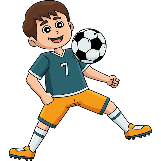 Jugador de fútbol masculino deteniendo la pelota Clipart de dibujos animados
