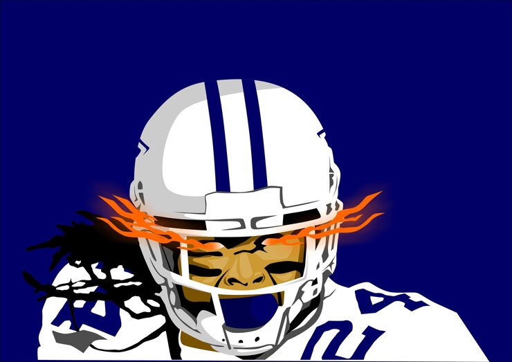 Vector jugador de fútbol con ojos brillantes - dallas cowboys