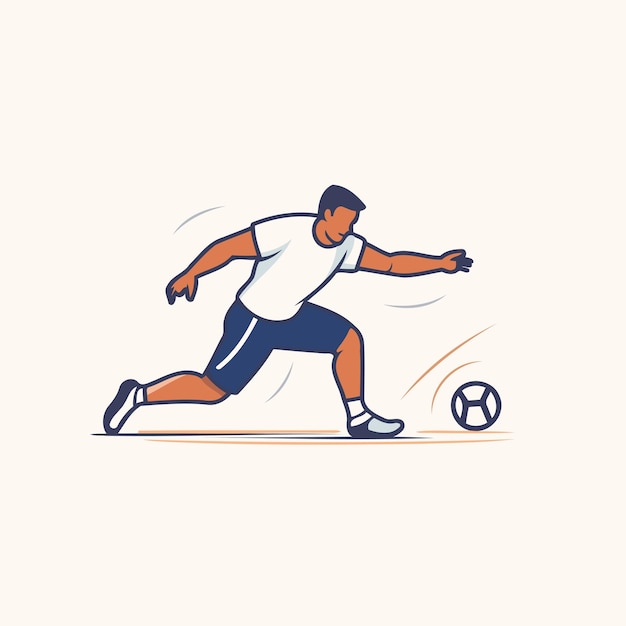 Vector jugador de fútbol patea la pelota ilustración vectorial en un estilo plano