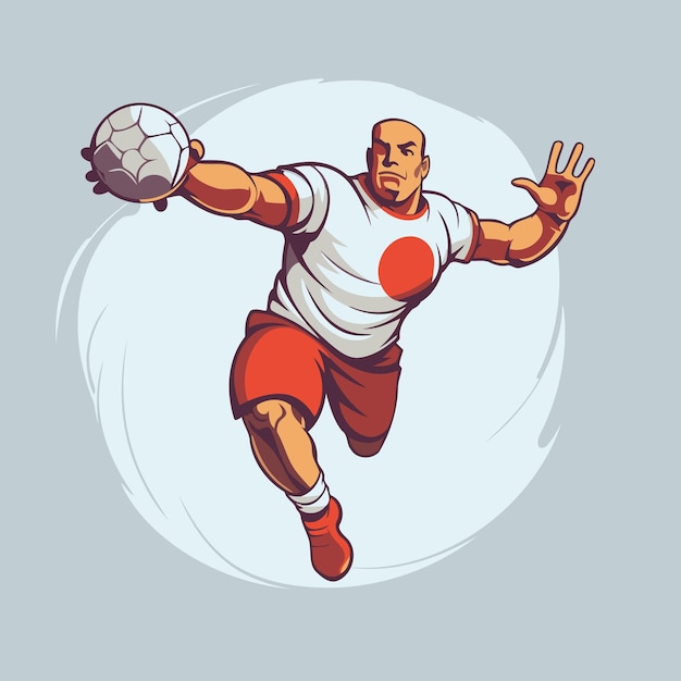 Jugador de fútbol pateando la pelota ilustración vectorial en estilo retro