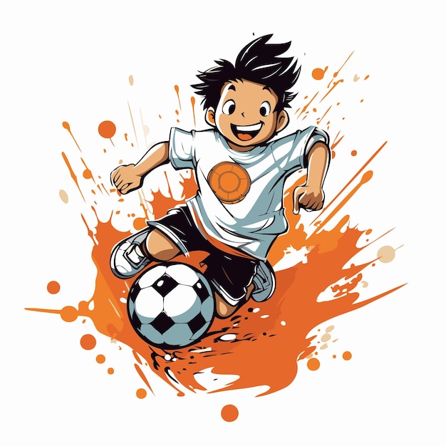 Vector jugador de fútbol con pelota ilustración vectorial de un jugador de fútbol