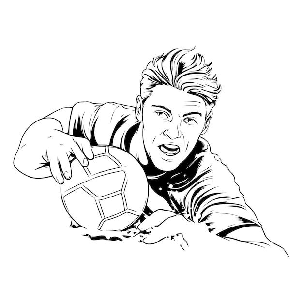 Vector jugador de fútbol con pelota ilustración vectorial lista para el corte de vinilo