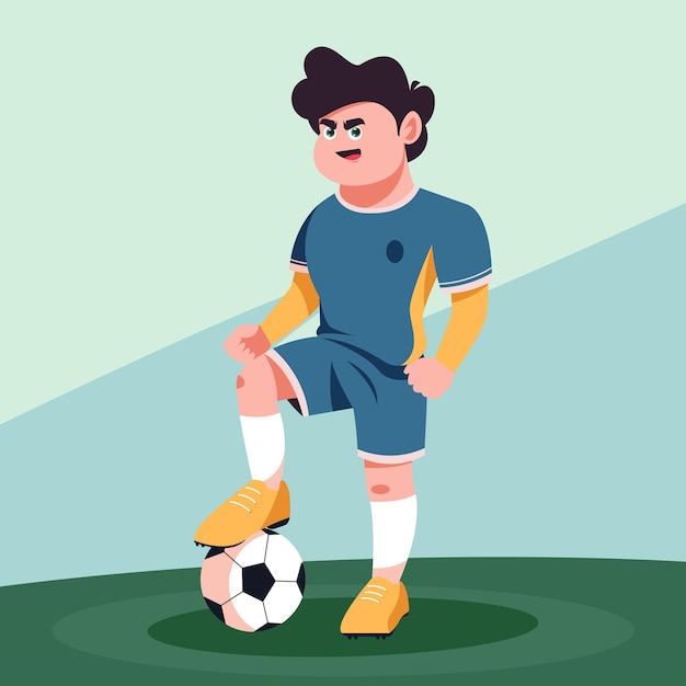 Vector jugador de fútbol, con, pelota