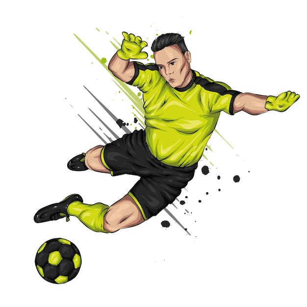 Vector jugador de fútbol con la pelota.