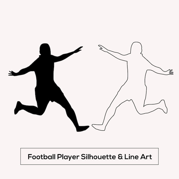 Jugador de fútbol silhueta amplificador de línea de arte