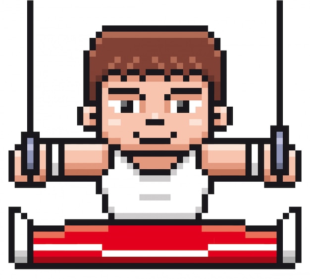 Jugador de gimnasia de dibujos animados - diseño de píxeles